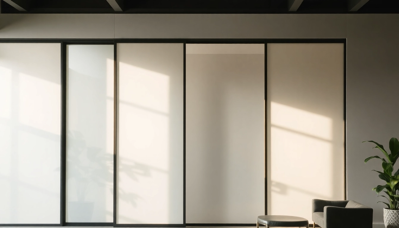 Showcase a sliding partition wall in a contemporary room, enhancing space and privacy effectively.