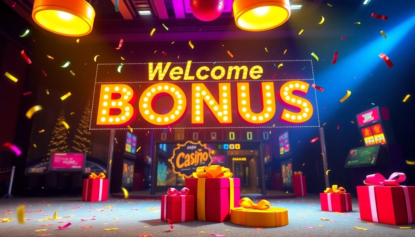Claim your exciting welcome bonus with dazzling lights and vibrant colors at the online casino.