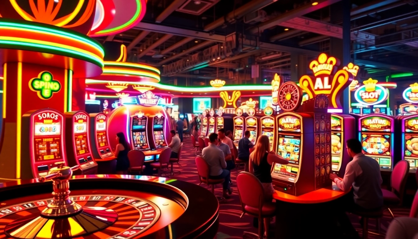 Cobalah slot demo dengan antarmuka permainan yang memikat dalam suasana kasino yang meriah.