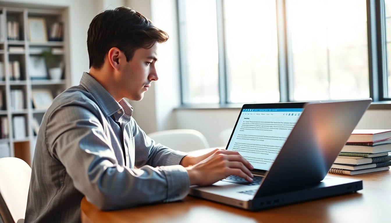 Analyze text with an AI checker in a professional office for high-quality writing.