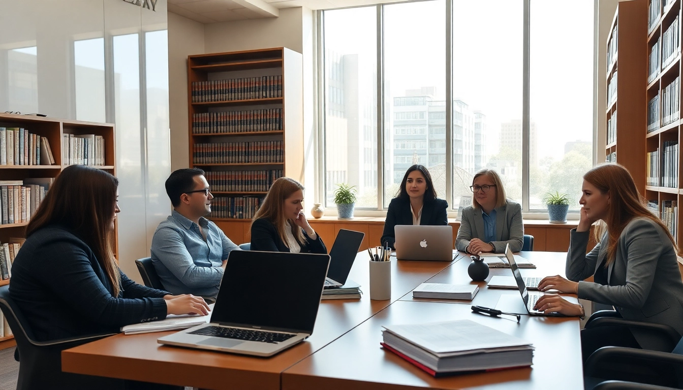 Students collaborating at Empire College of Law in a modern learning environment.