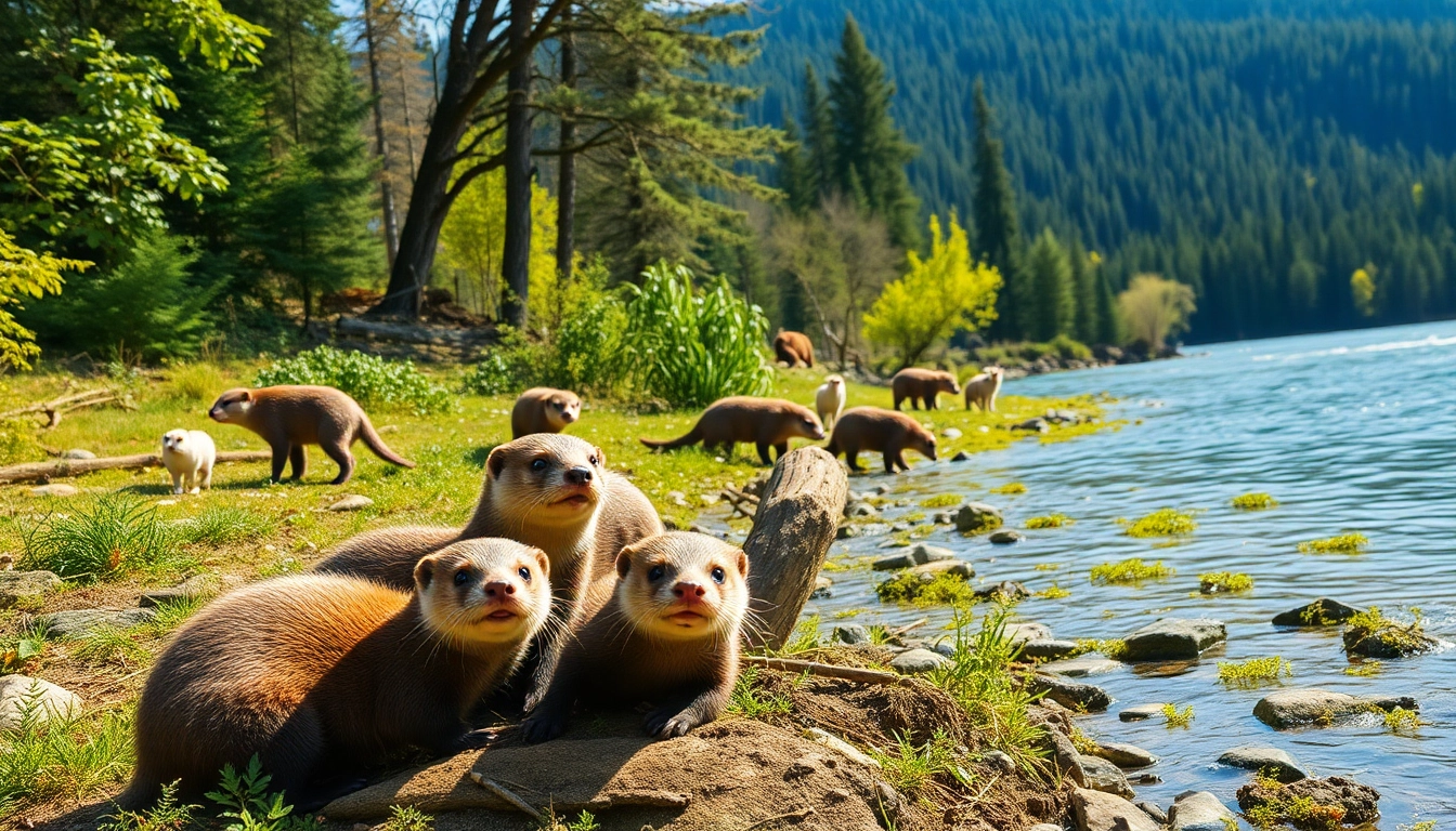 View of playful otters near the riverbank at www.sudswild.com highlighting nature's vibrant wildlife.