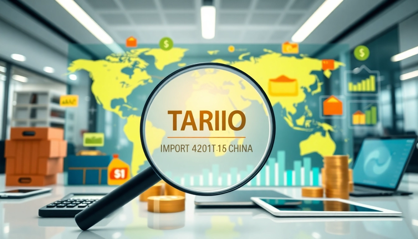 Understanding import tariffs China through an informative infographic showing trade routes and statistics.