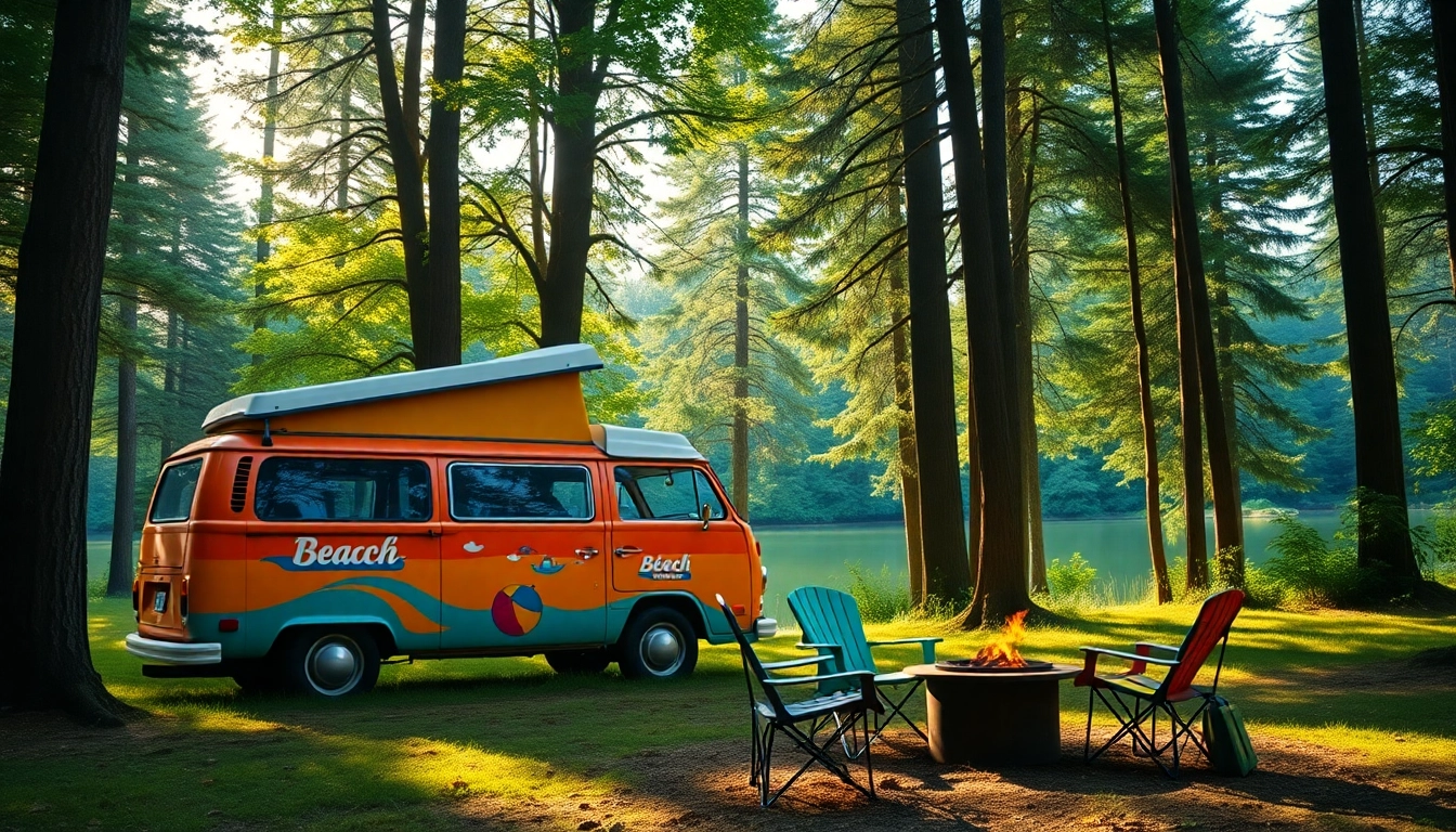 Experience the scenic beauty of a Camper Van surrounded by nature at a campsite, inviting adventure.