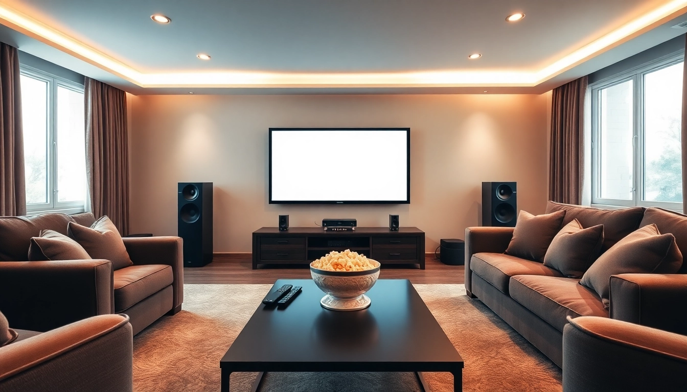 Experience seamless home theater installation near me with a cozy modern living room setup.