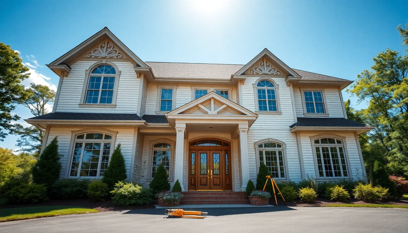 Inspecting a Connecticut home builders project featuring a custom-designed residence.
