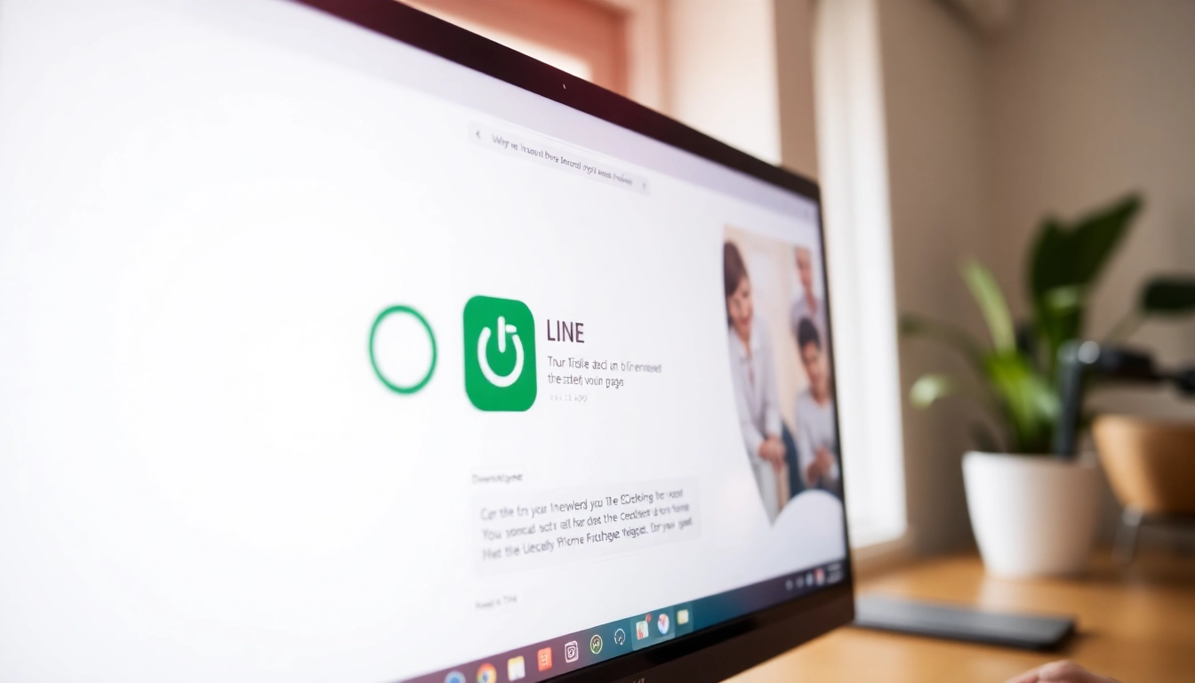 Download the LINE電腦版下載 application on a vibrant computer screen, showcasing user engagement.