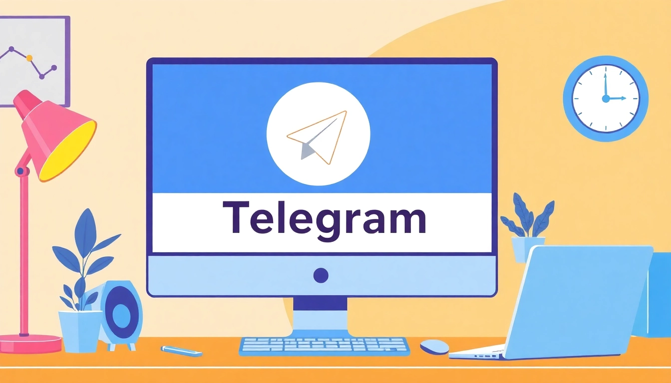 Interact with telegram下载电脑版 on a sleek computer interface in a cozy workspace setting.