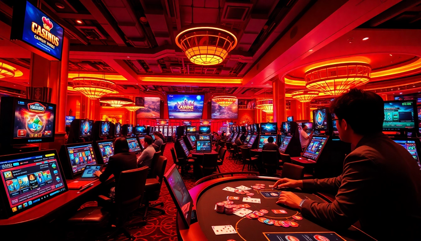 Engaged players enjoying thrilling games at TPower casino in an energetic digital environment.