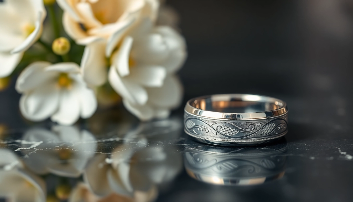 Showcasing tungsten wedding rings with intricate designs and polished finishes.