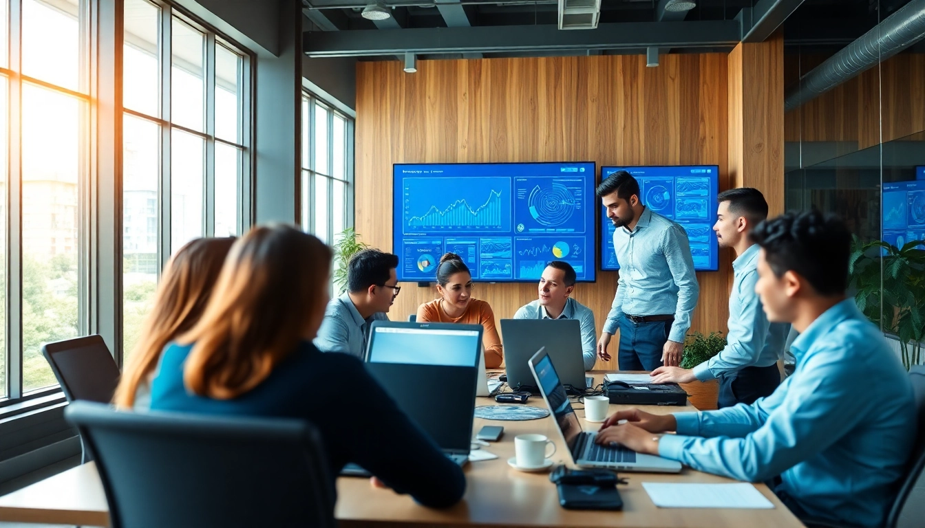 Delivering managed IT service solutions through collaborative teamwork in a modern office.