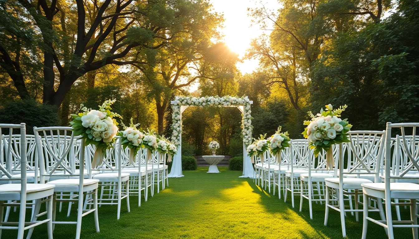 Discover beautifully arranged Clarksburg wedding venues set in serene outdoor gardens.