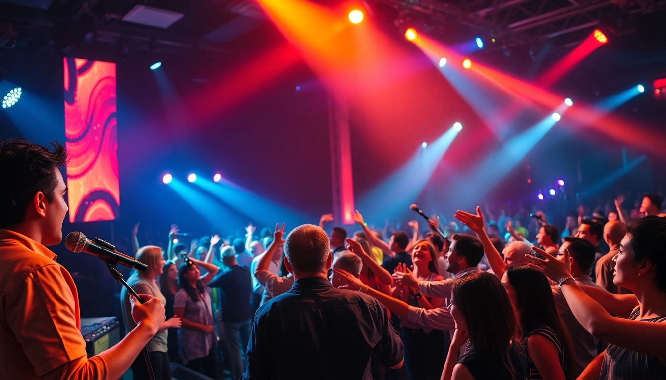 Engaging musicians utilizing music promotion services to reach a vibrant audience at a live concert.