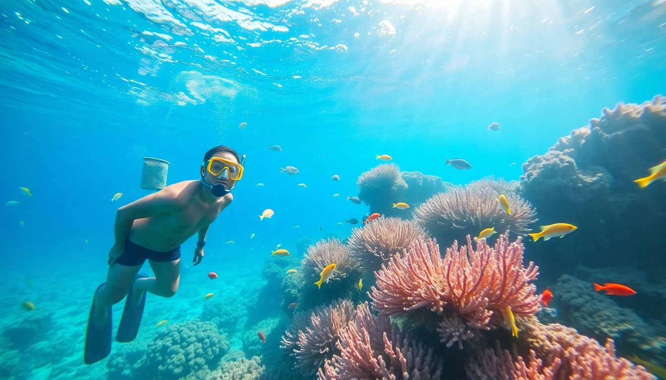 Experience snorkeling in Puerto Rico with a vibrant underwater view of marine life and a snorkeler.