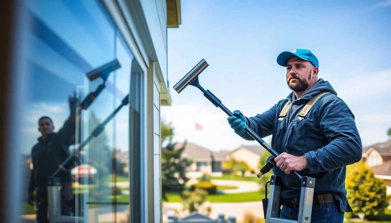 Window washing Sioux Falls team cleaning residential windows with professionalism and care.