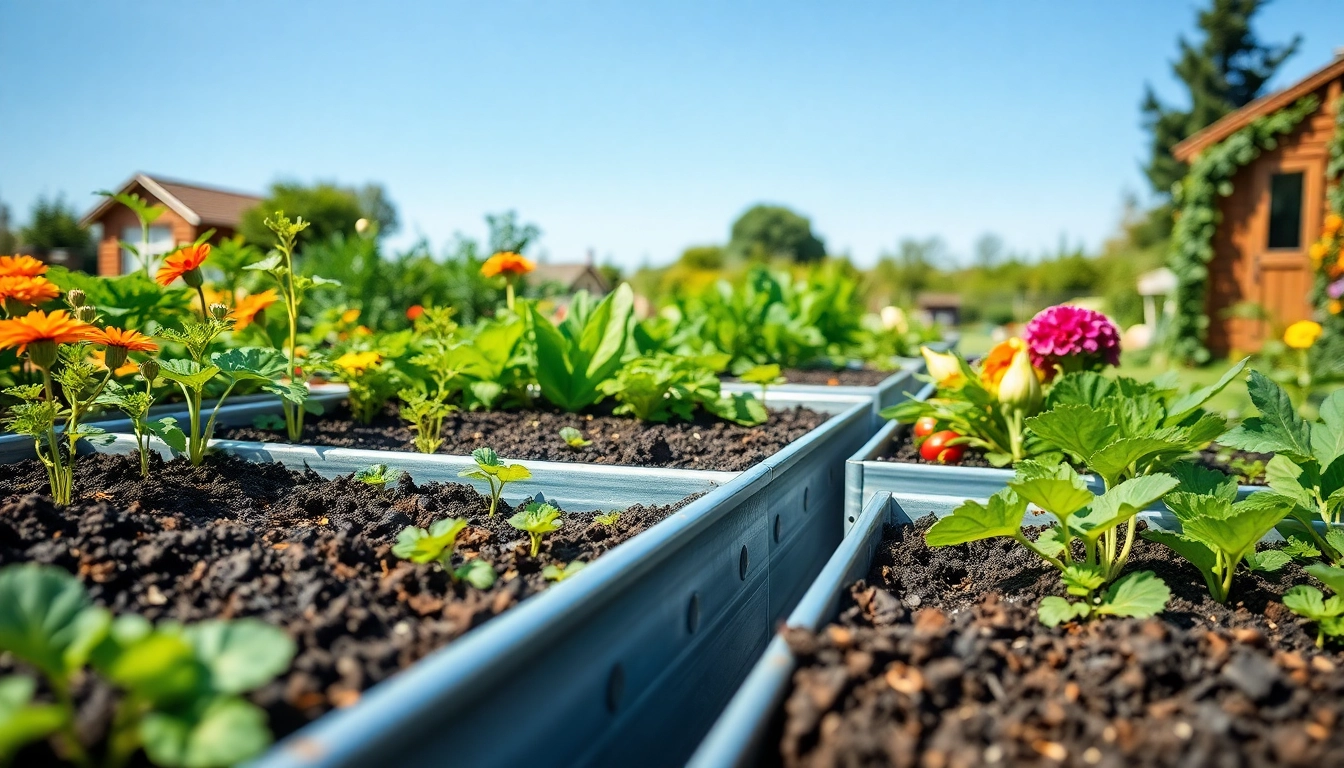 Cultivating vibrant landguard raised beds brimming with healthy plants in a beautiful garden setting.