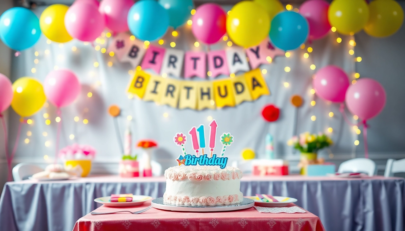Set up for a customizable birthday party with personalized decorations and vibrant colors.