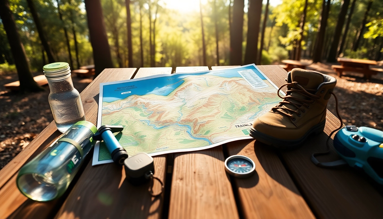 Plan your next adventure with this detailed trail map on a picnic table.